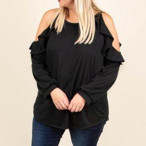 NWOT Chic Soul Cold Shoulder Top Black 2X
